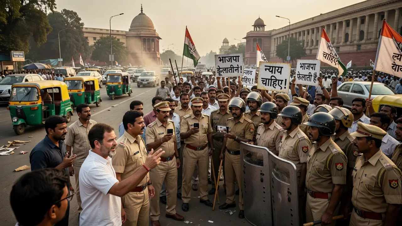 The Bharatiya Janata Party has released a video from a recent protest in the national capital, alleging that Leader of Opposition Rahul Gandhi shoved a female police personnel.