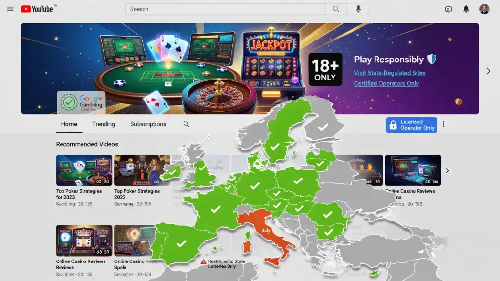 YouTube Opens Its Top Ad Slot to Licensed Gambling Brands